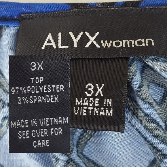 ⬇️ Womens Plus Sz 3X Blue Black Blouse Top by ALYX - Picture 7 of 7